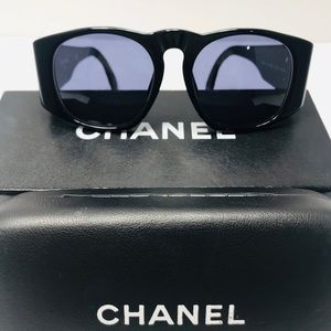 Authentic Chanel Paris CC Logo Black Sunglasses